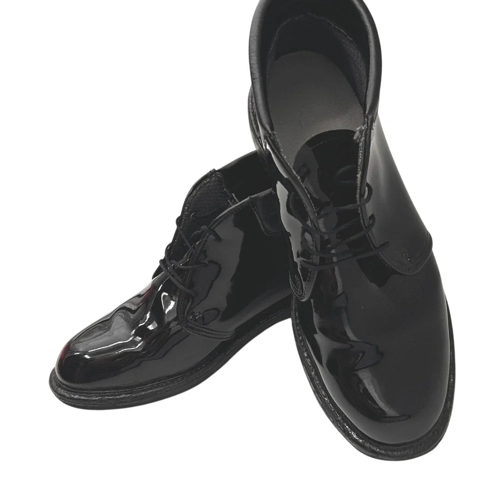 Bates Mens High Gloss Duty Chukka Boots Black Patent Leather Uniform Size 10E